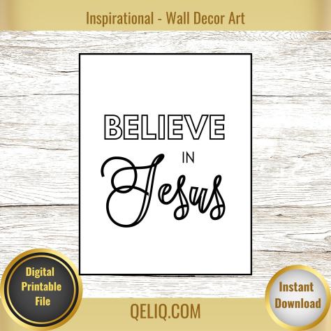 Believe In Jesus Inspirational Quote Bathroom Wall Decor Printable