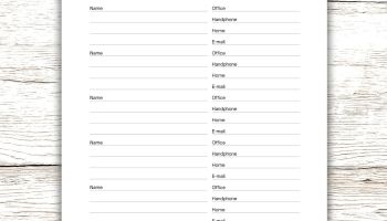 Contact List Planner: PDF Printable