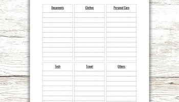 Travel Packing List Planner PDF Printable Insert Template