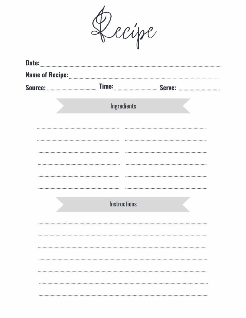 My Recipe Book - Fill In Blank Cookbook - PDF Printable - Interior