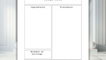 Recipe Book Page Insert Template - Digital Printable Download 1