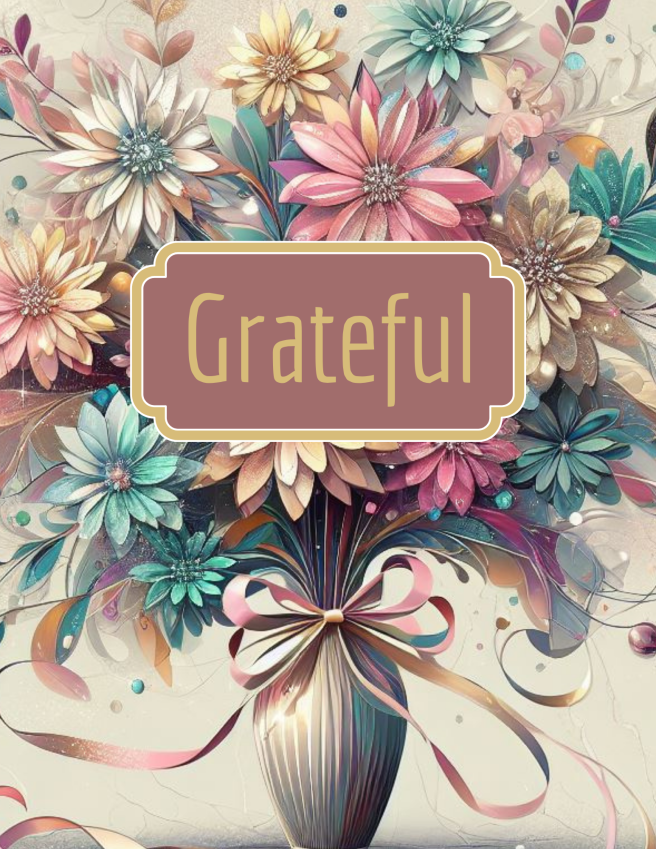 Gratitude Journal Printable PDF - Watercolor Floral Pastel Pink Blue Butter
