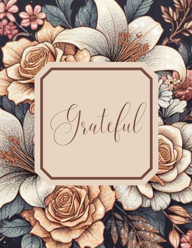 Gratitude Journal Printable PDF - Watercolor Floral Gold Pink Pastel