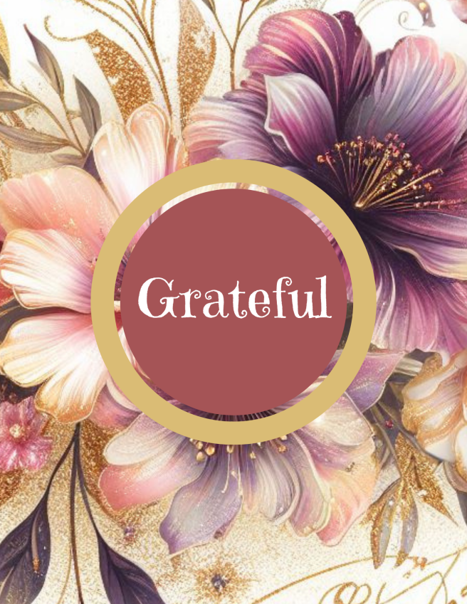 Gratitude Journal Printable PDF - Watercolor Floral Purple Gold Pink