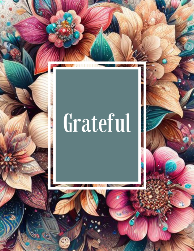 Gratitude Journal Printable PDF - Watercolor Floral Teal Glitter Beige Pink