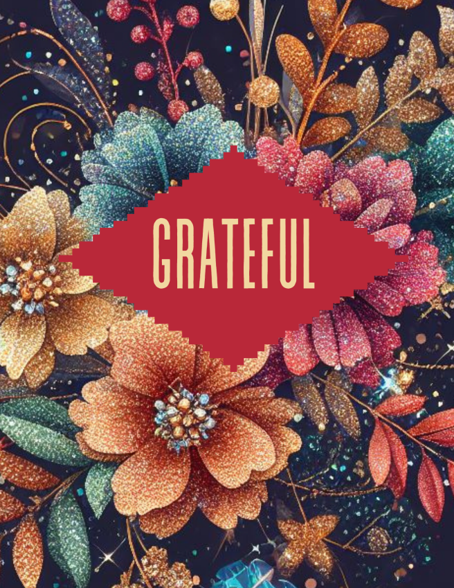 Gratitude Journal Printable PDF - Watercolor Floral Glitter Sparkle Bouquet