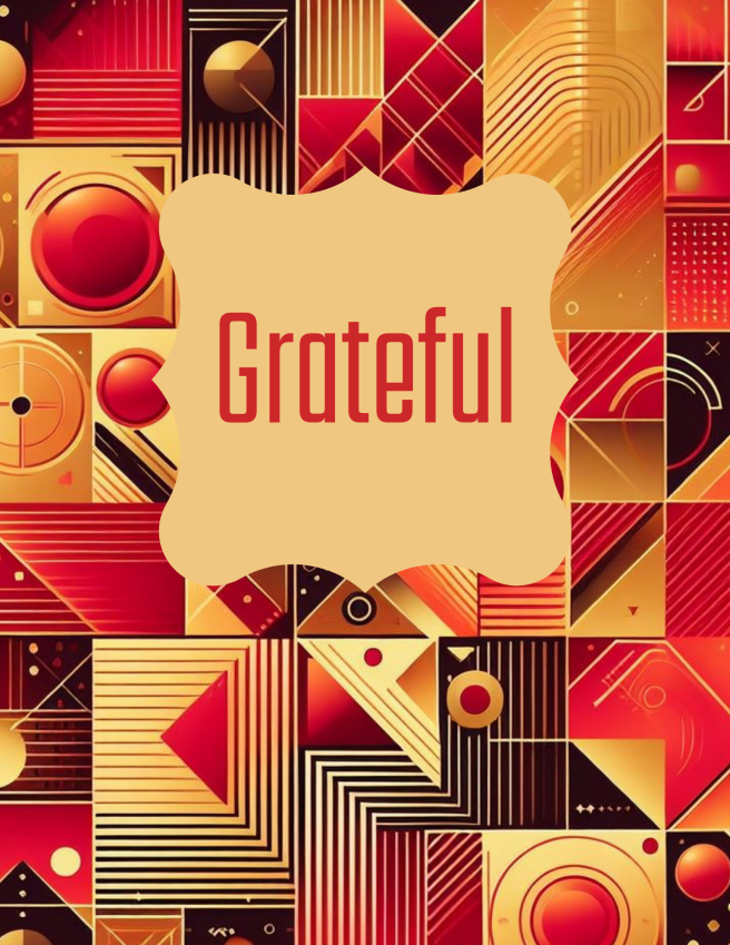 Gratitude Journal Printable PDF - Red Gold Geometric Abstract