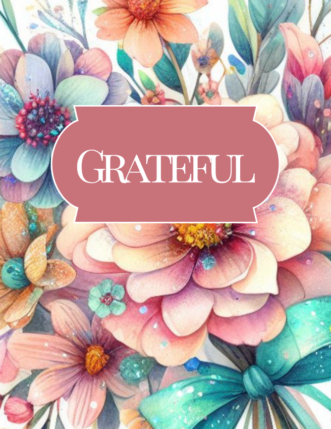 Gratitude Journal Printable PDF - Watercolor Floral Cobalt Blue Bubblegum Pink