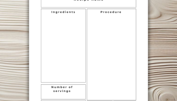 Blank Recipe Card - Simple Black White Design 1