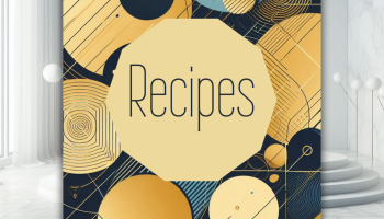 Recipe Book Blank Printable - Gold Blue Abstract Circles Cover