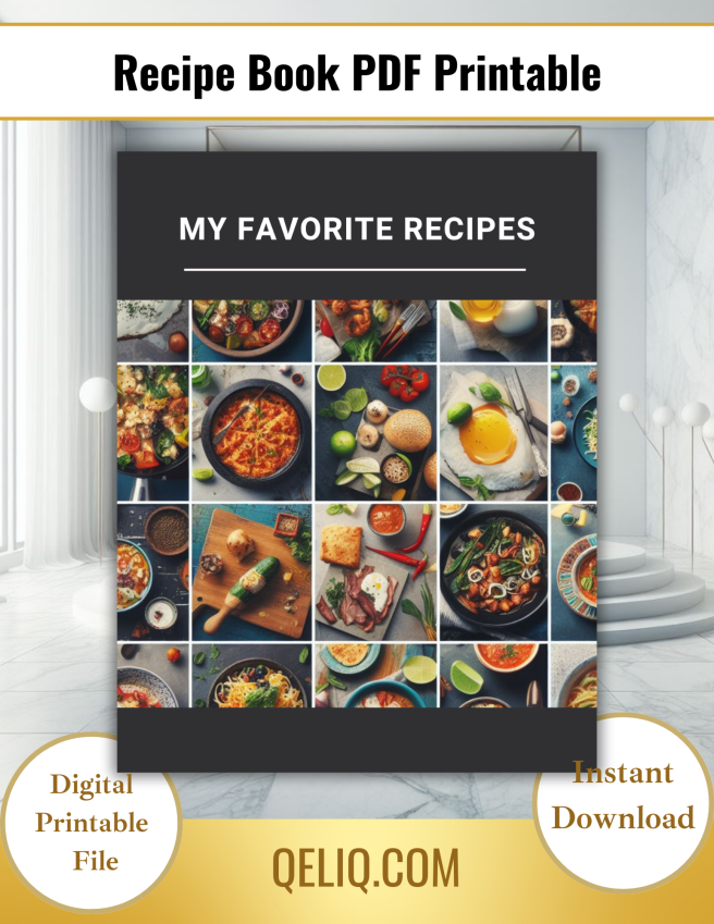 My Favorite Recipes Fill In Cookbook - Black White 