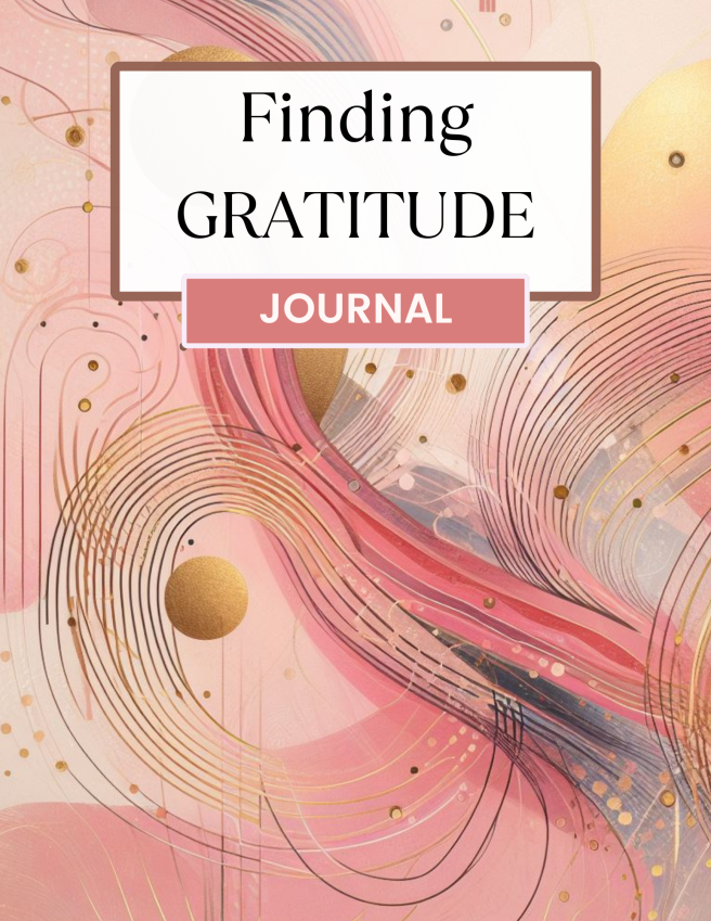 Finding Gratitude Journal - Pink Gold Abstract Swirl Lines
